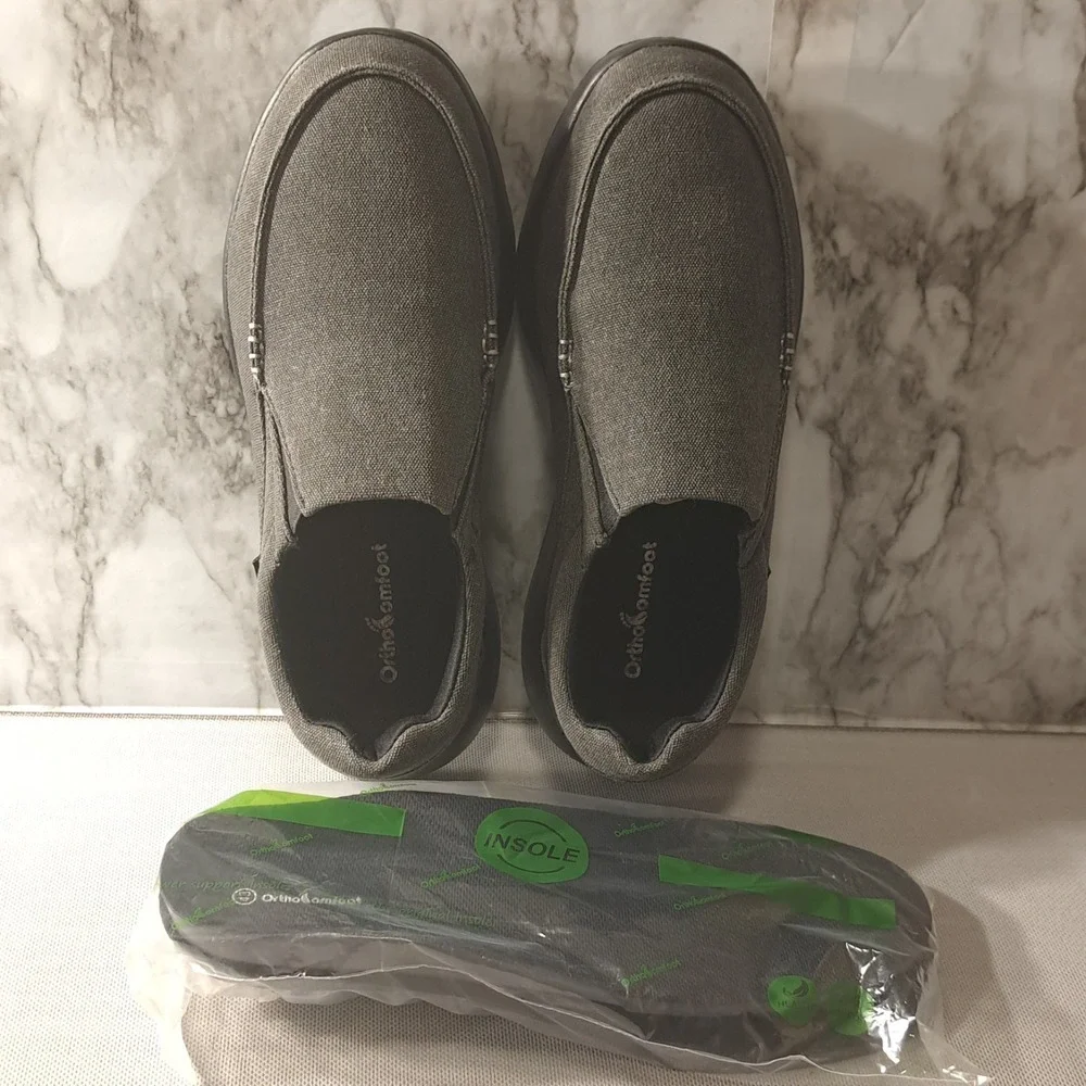 Ortho Comfoot Men's Slip On‎ Loafers/Shoes Gray Stability/Cushioning 10